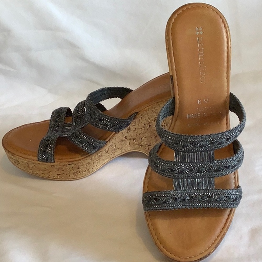 Naturalizer Cork Bottom Wedge Sandals
